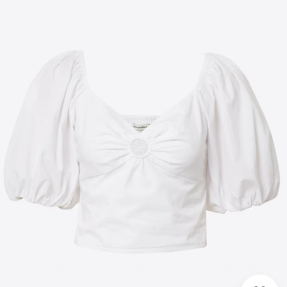 A&F Abercrombie 3/4 Puff Sleeve Women's Top Blouse M white chic - Picture 1 of 8